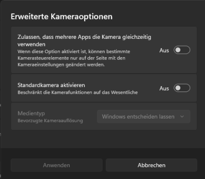 Erweiterte Kameraoptionen